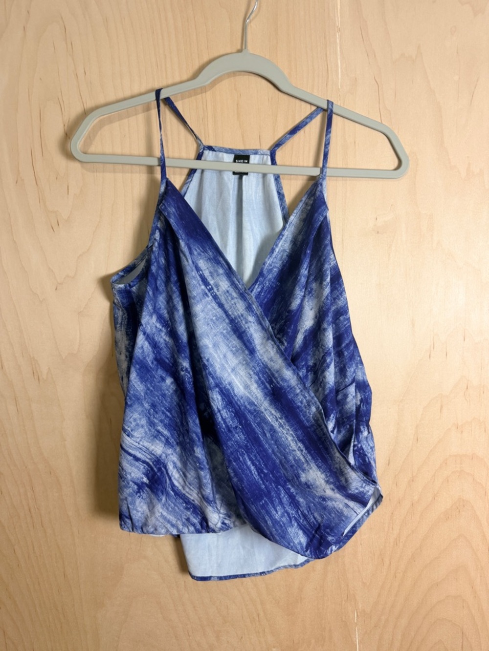 SHEIN Blue Tie-Dye Halter‎ Camisole